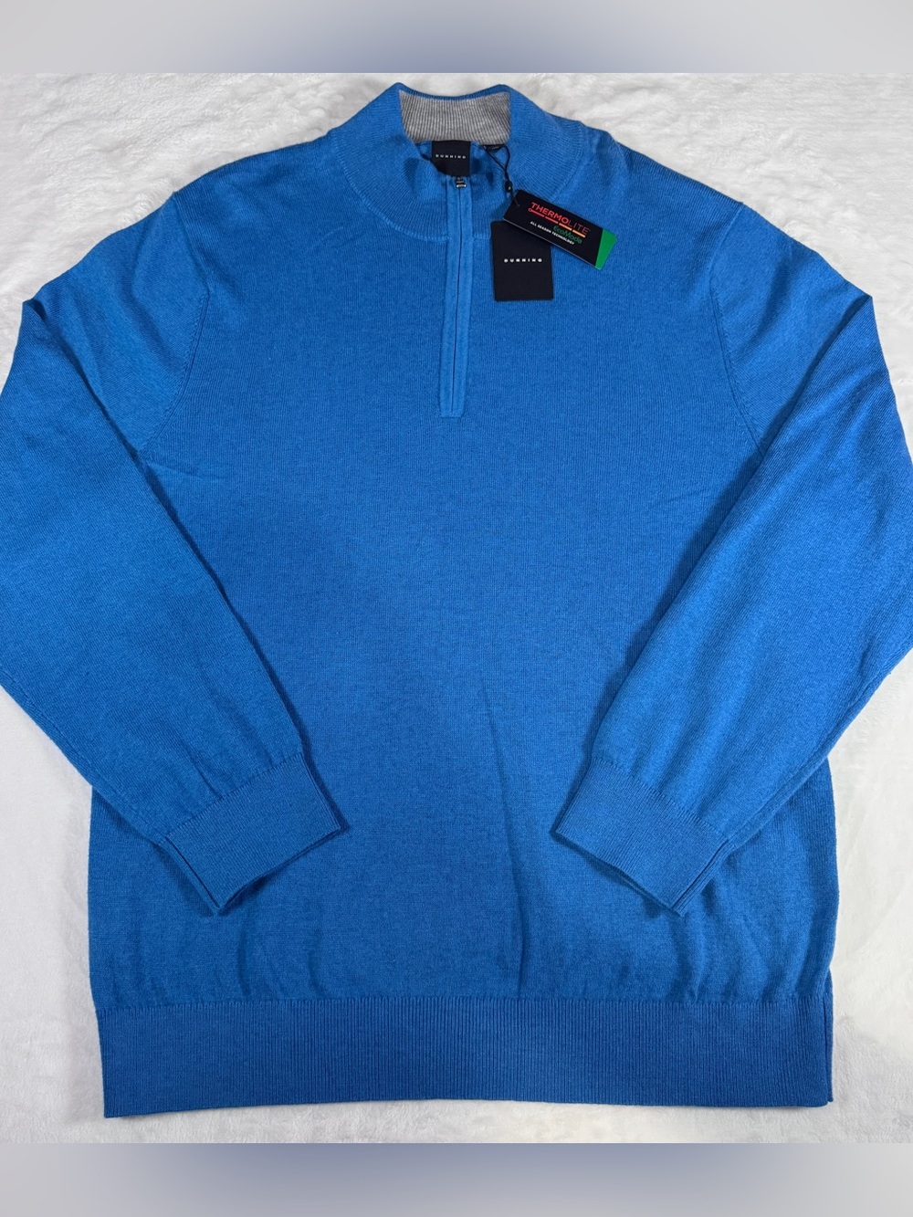 Dunning Thermolite 1/4 Zip Sweater Men’s XXL Blue Merino Wool Blend NWT